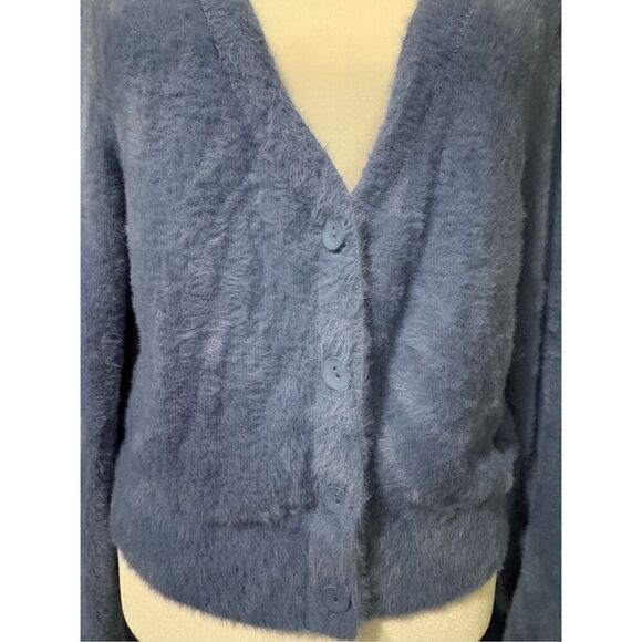 Aerie Blue Fuzzy cropped cardigan L - Picture 6 of 7